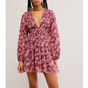 FREE PEOPLE Keep You Mini Dress / Berry Combo Small NWT